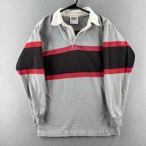 Vintage Halbro Rugby Shirt Mens 38 Gray 80s 90s Heavy Cotton Long Sleeve Jersey